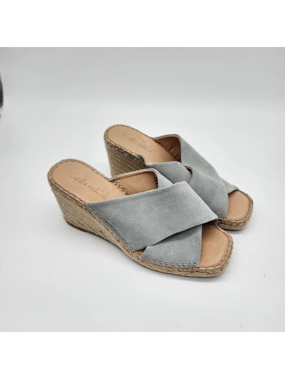 New Splendid Britt Espadrille Platform Wedge Slide baby blue 7.5